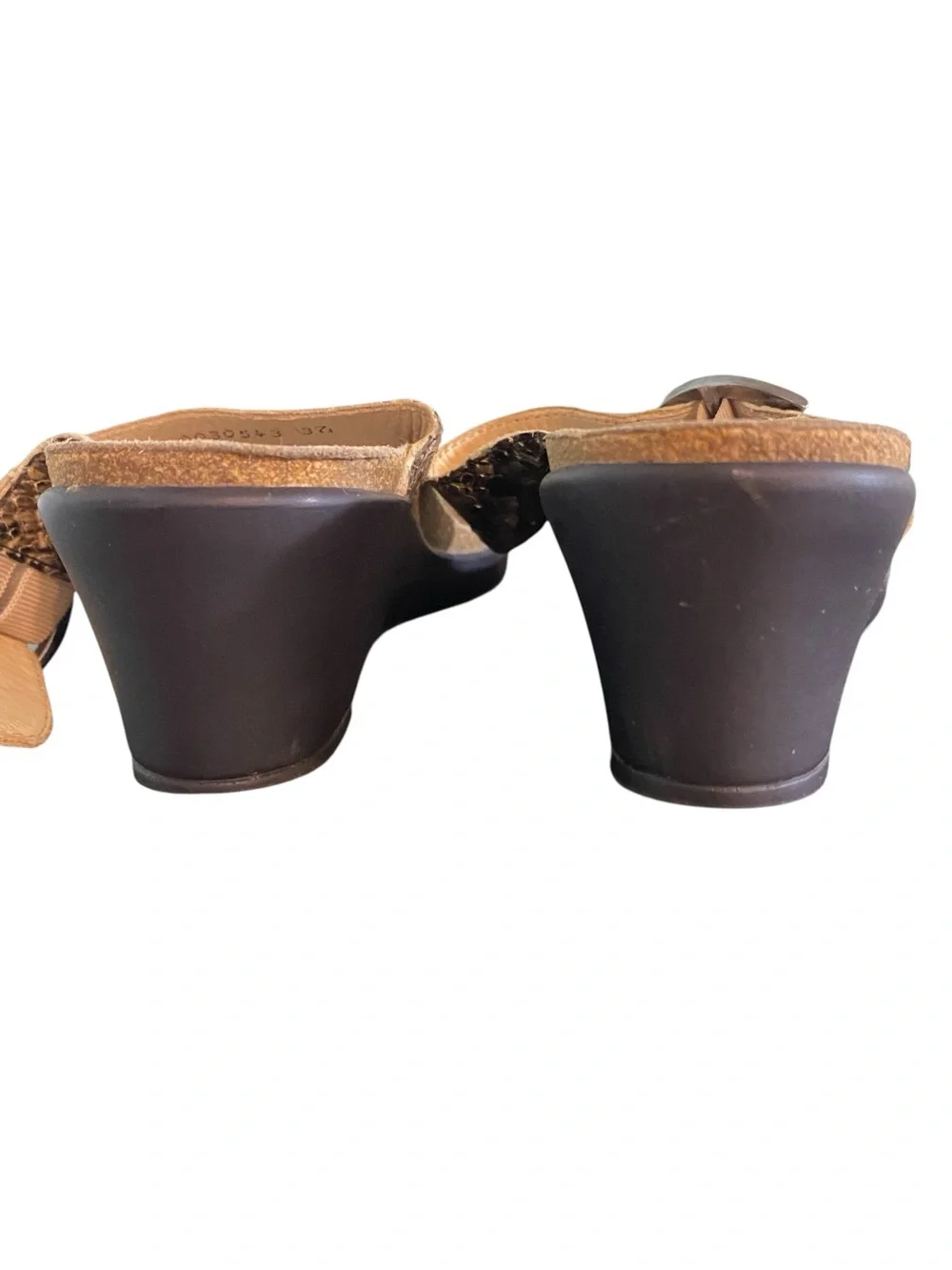 Women's Mephisto Air Relax  Snakeskin Print Wedge Slide Sandals Size 37